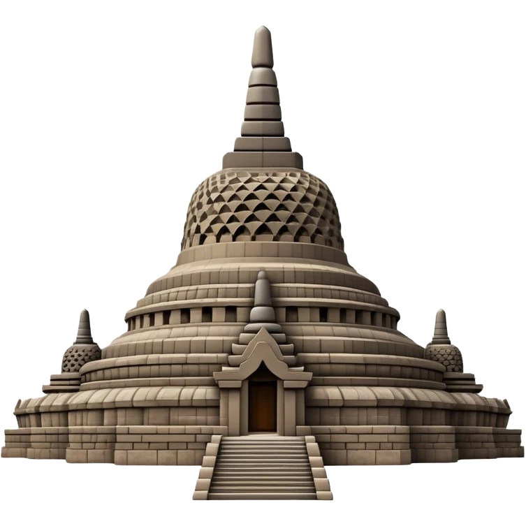 Cinematic Realistic Borobudur Landmark Emoji, showcasing the majestic ancient Buddhist temple rendered with intricate textures and serene, historic lighting. emoji