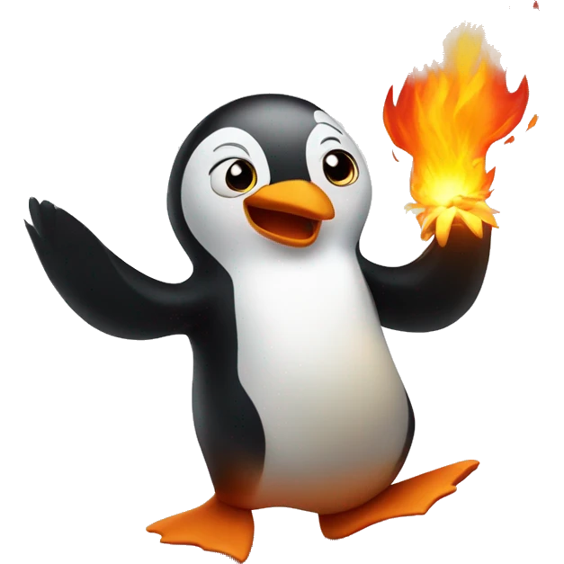 Penguin juggling on fire  emoji