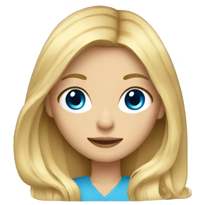 blonde girl with long layed hair and blue eyes emoji