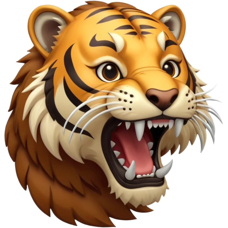 A stylized saber-toothed tiger, long curved white fangs, game-ready character. emoji