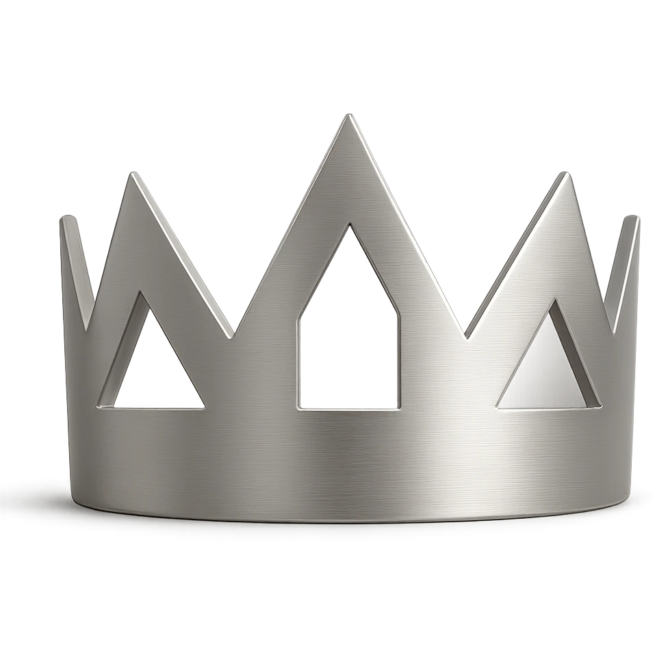 modern silver crown with geometric shapes, minimal look emoji