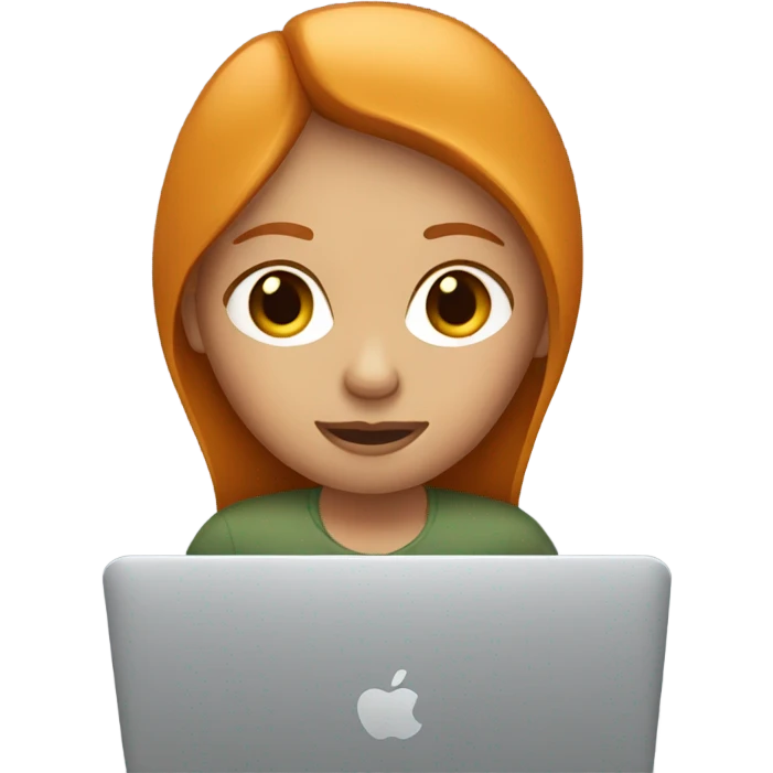 Ginger straight hair Girl working on MacBook  emoji
