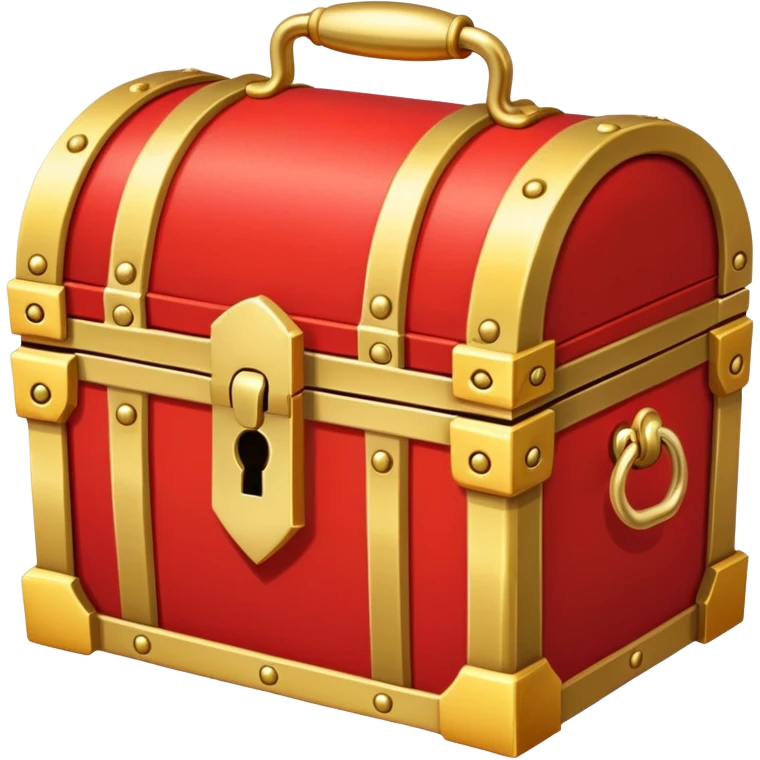 A bright red treasure chest from an RPG game with gold trim and a lock emoji