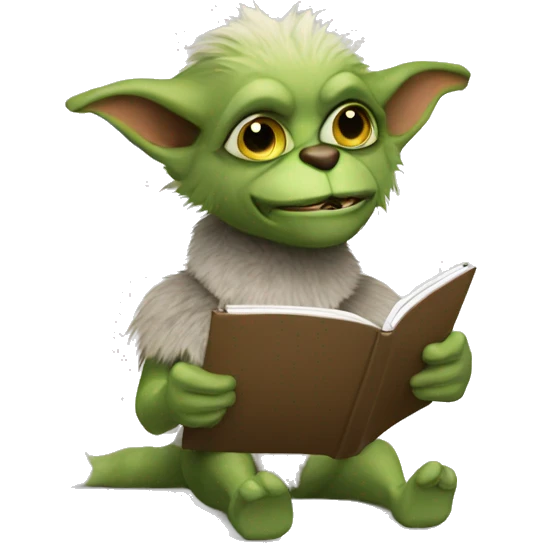 a cute furry gremlin taking notes with a note pad emoji