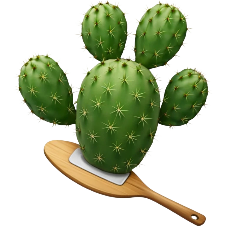 Realistic emoji of a Mexican nopal (cactus paddle) without thorns or spines, smooth green surface, juicy and fresh like the kind used for cooking in Mexico. emoji