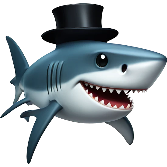 Shark with a top hat emoji