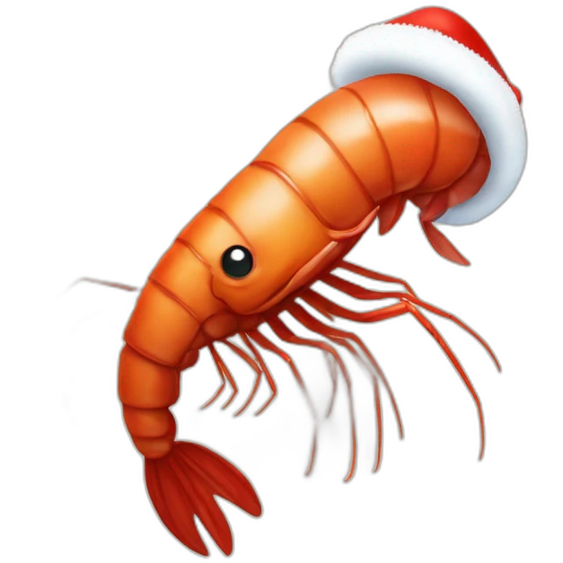 Funny shrimp dressed like santa claus emoji