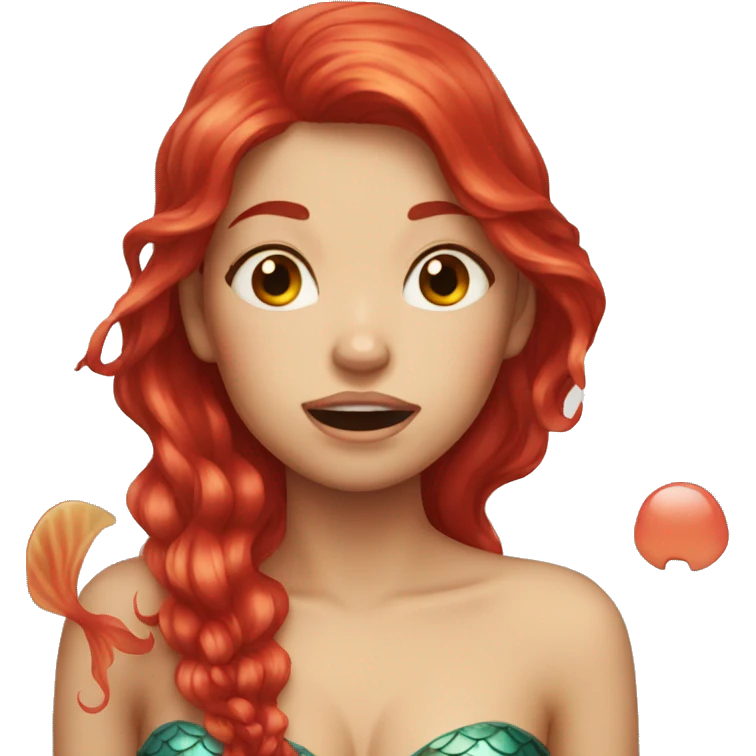 mermaid with red hair is crying emoji