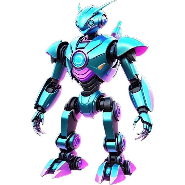  Epic legendary rare glowing mechanical Shiny sparkly transparent bioluminescent luminescent vibrant bright pastel dark exotic iridescent colorful gradients futuristic modern metallic glossy glittery fantasy-cyber-Fakémon-Vernid-robot-creature emoji