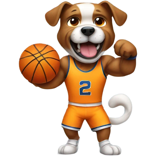Muscular dog playing basketball emoji