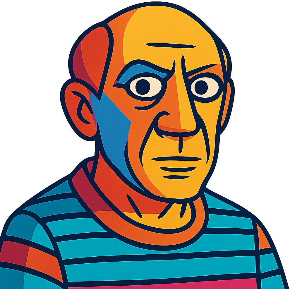 auto portrait of Pablo Picasso in vibrant toon style emoji