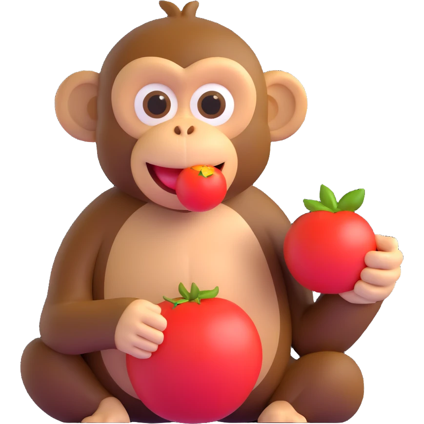 monkey eating tomato emoji