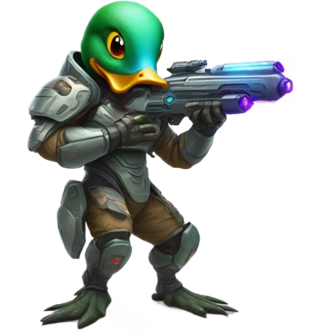 Duck fighting alien war emoji
