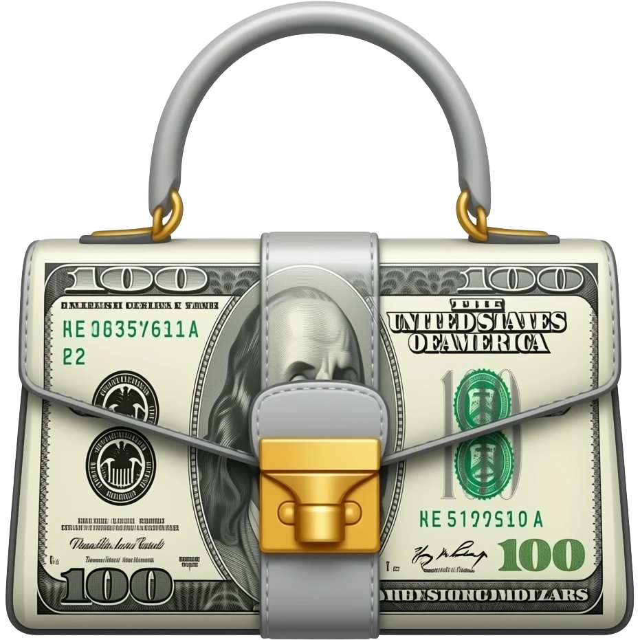 A designer handbag emoji inspired by old money style, understated luxury, structured shape, expensive and chic emoji