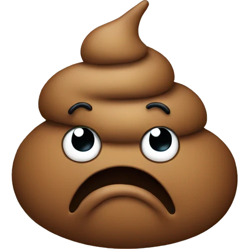 poop emogi with sad face emoji