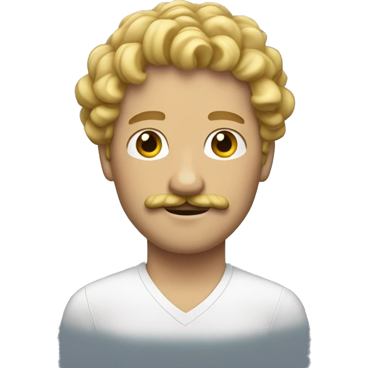 Man with curly blond hair and mustache emoji