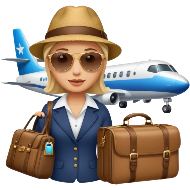 glob , travel bag , pass port, plane,  emoji