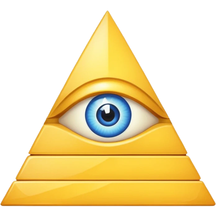 Pyramid with an eye on top as on the back of a dollar bill. Use color and make the eye very noticeable emoji