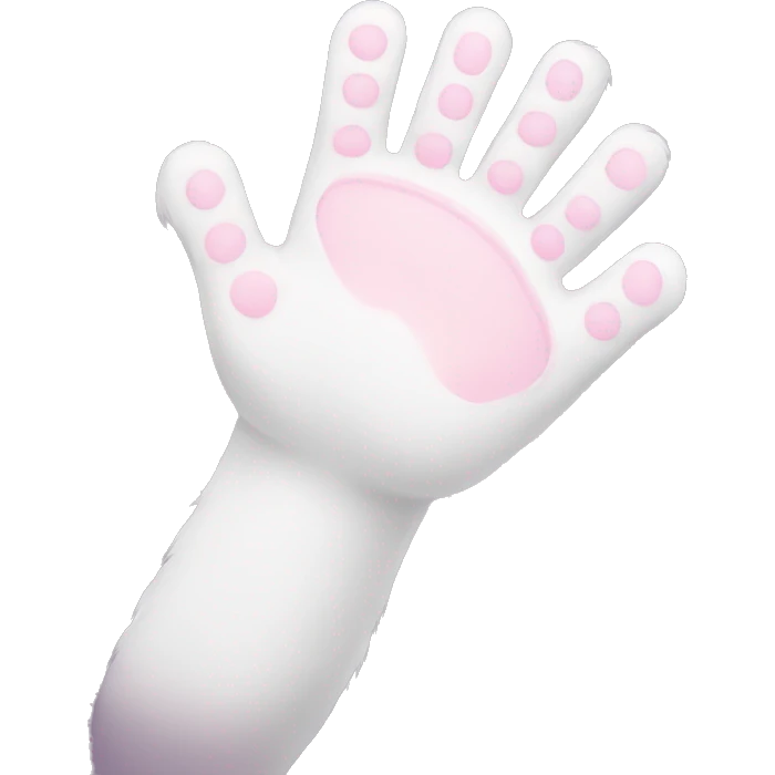 White furry cat arm from below with light pink pads emoji