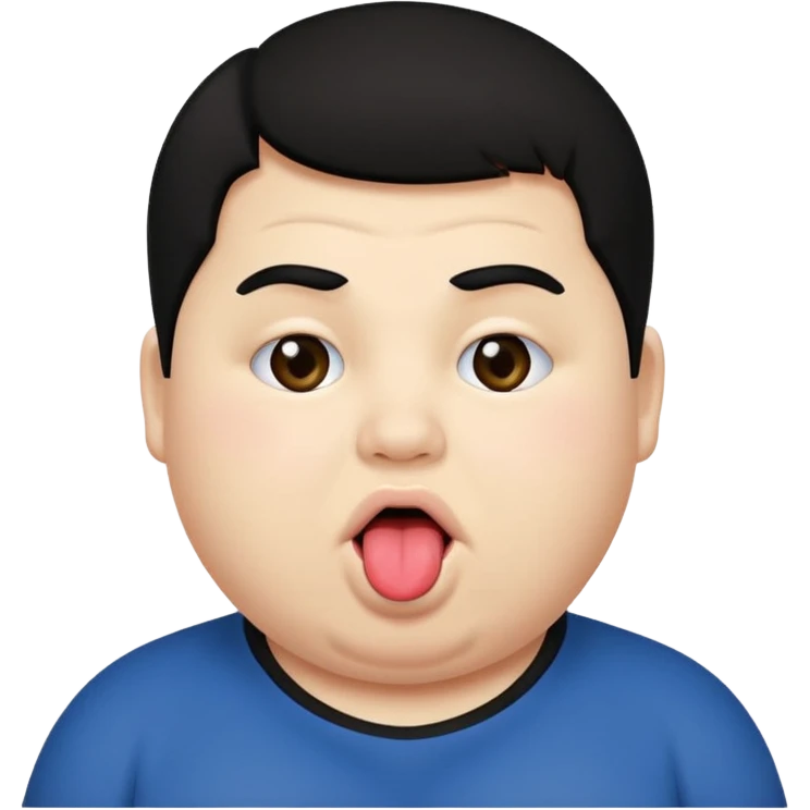 Fat teen from kosovo with flat hair with his tongue out emoji