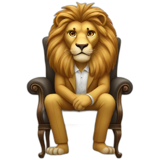 lion-sitting-on-chair-with-suite-with-confidence emoji