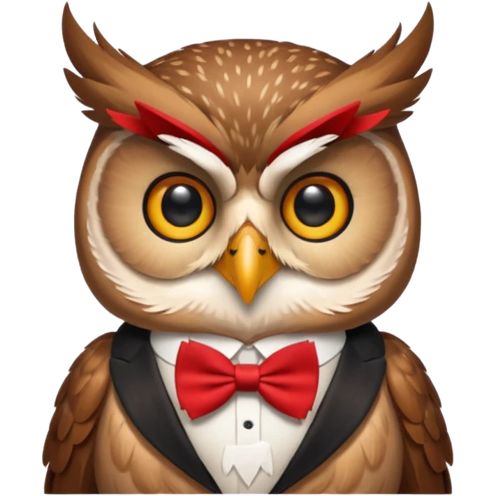cool happy owl with bowtie on head  emoji