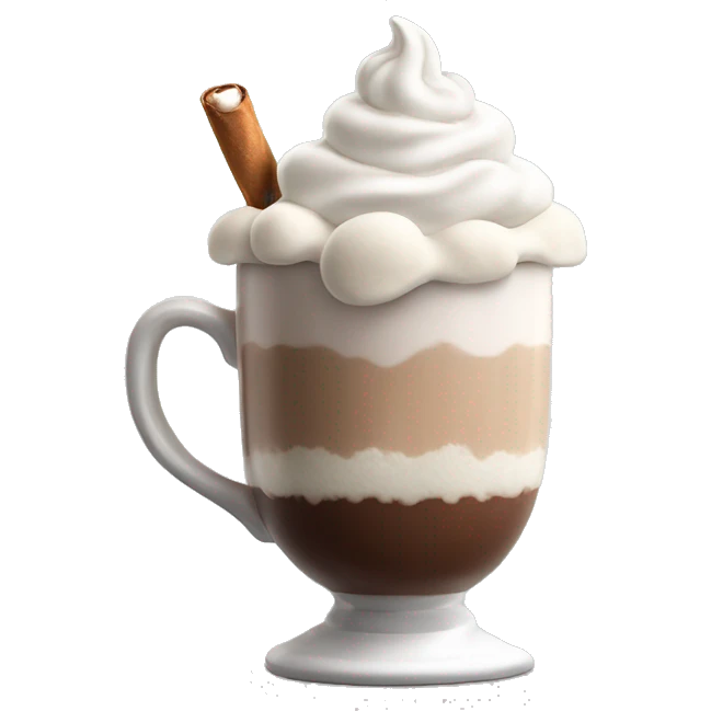 Hot chocolate with whipped cream and marshmallows emoji