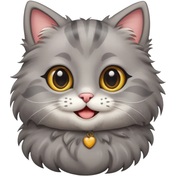 Sticker of a very cute gray cartoon cat emoji