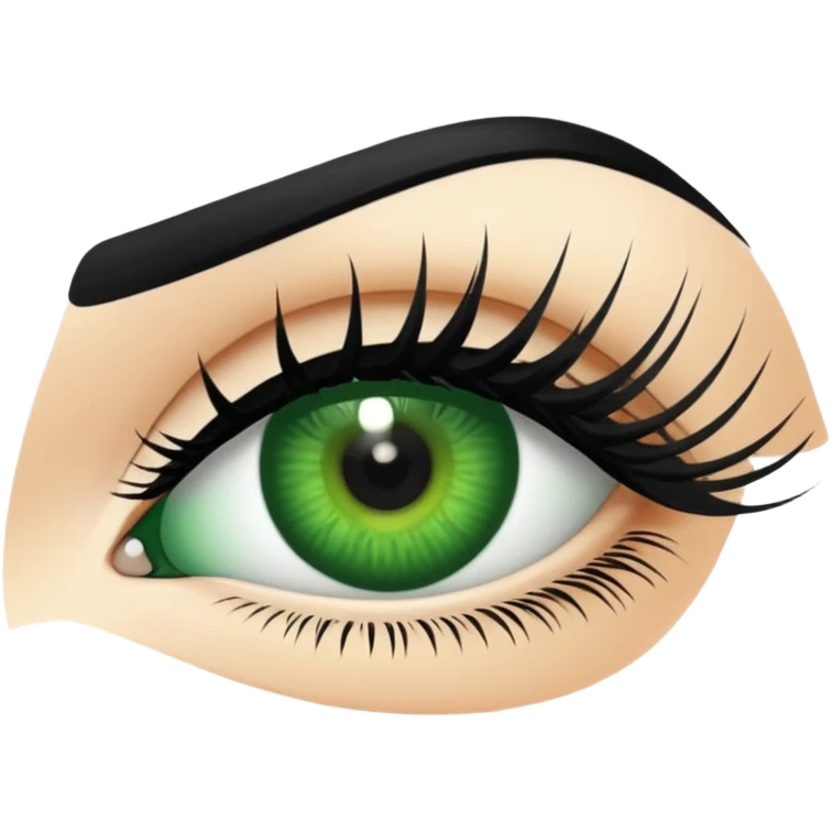 false eyelashes green eye emoji