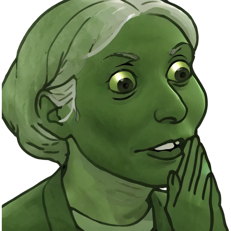 old woman with semi blond hair with hand that close mouth emoji