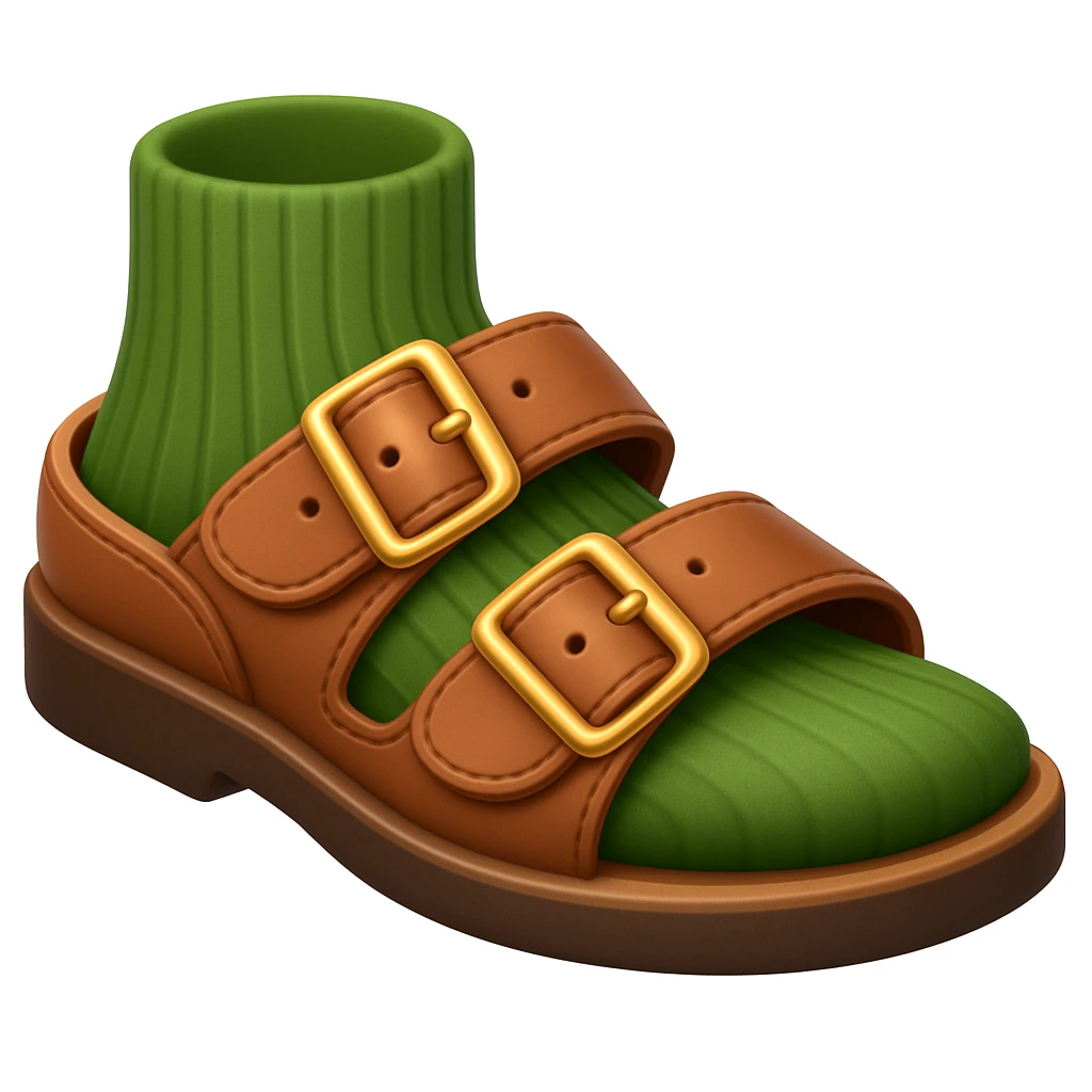Create a shoe emoji that looks exactly like the reference image in iOS emoji style. The shoe should be 3D with shiny, smooth gradients, soft shadows, and a realistic brown sandal with straps, capturing the classic emoji look. emoji