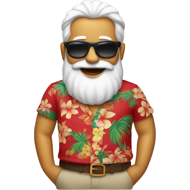 Santa wearing sunglasses and Hawaiian shirt emoji