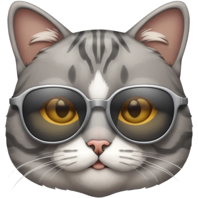 Grey tabby cat in sunglasses emoji