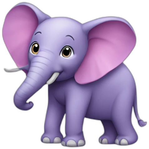Eléphant rose sur un chat violet emoji