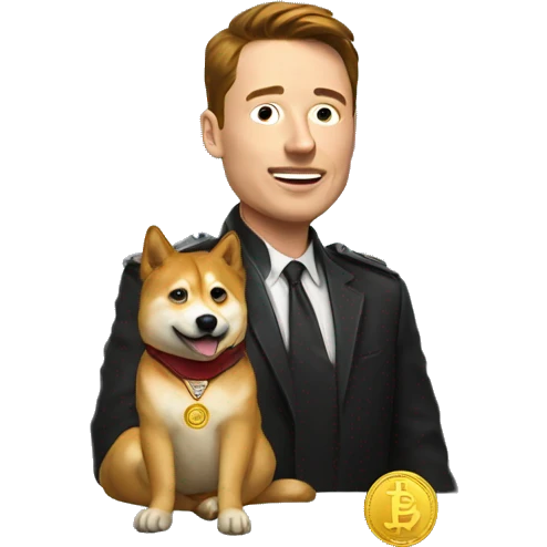 Elon with a doge coin emoji