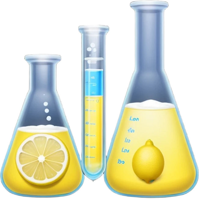 hi-lighters lemon baking soda uv light glowing formula in beaker/ test tube and baking soda in lab emoji