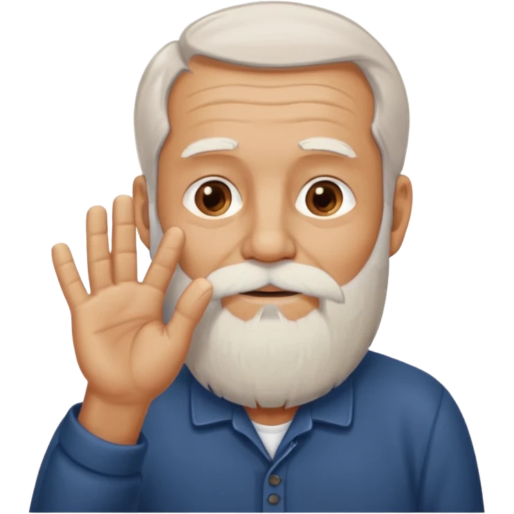 Old man stroking his beard with hand/ touching emoji