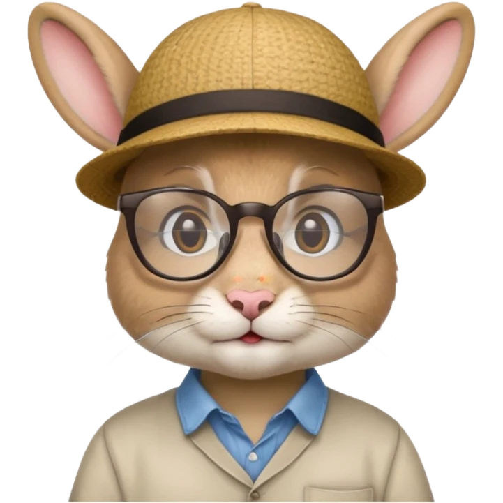 glasses rabbit with hat and shirt emoji