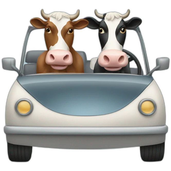 Two cows driving in a car emoji