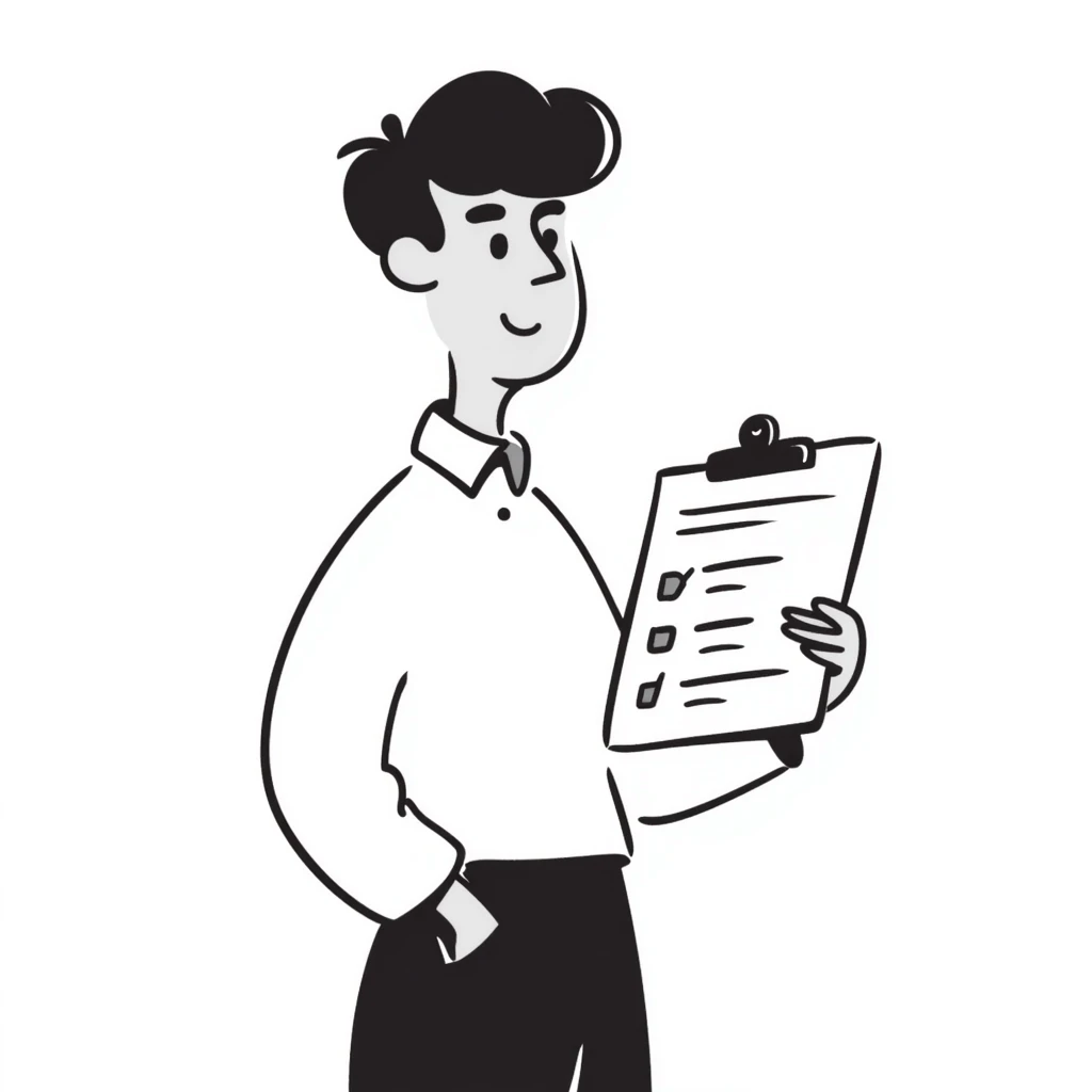 man with a clipboard, simple lines emoji