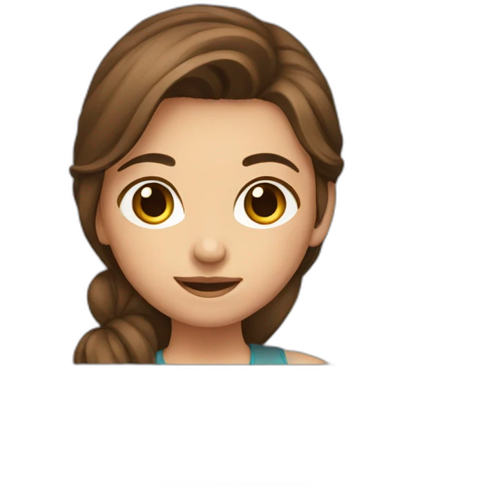 girl, brown hair, behind a laptop emoji