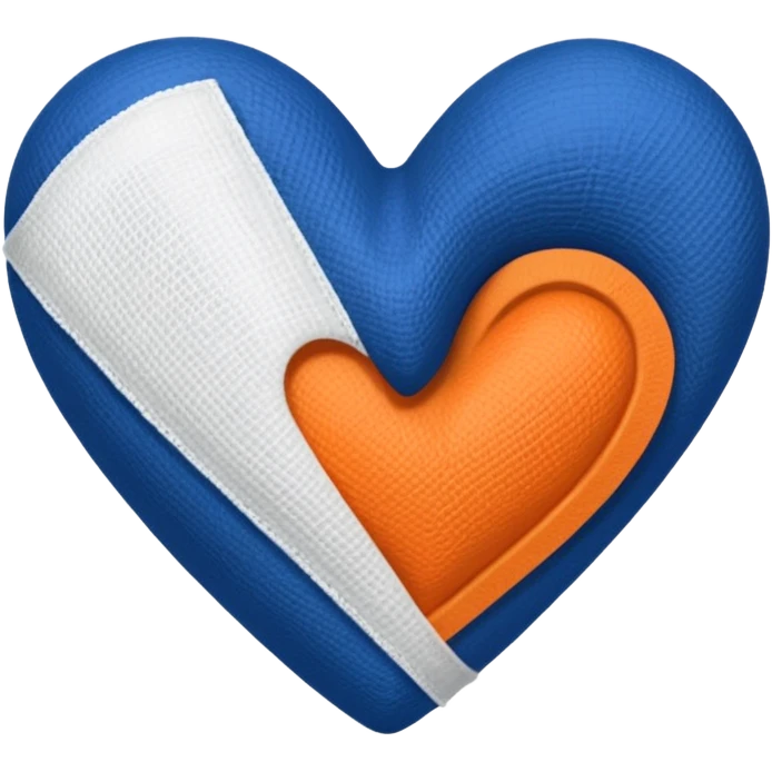 Half dark blue half orange heart split vertically, a white gauze bandage wrapped around it emoji