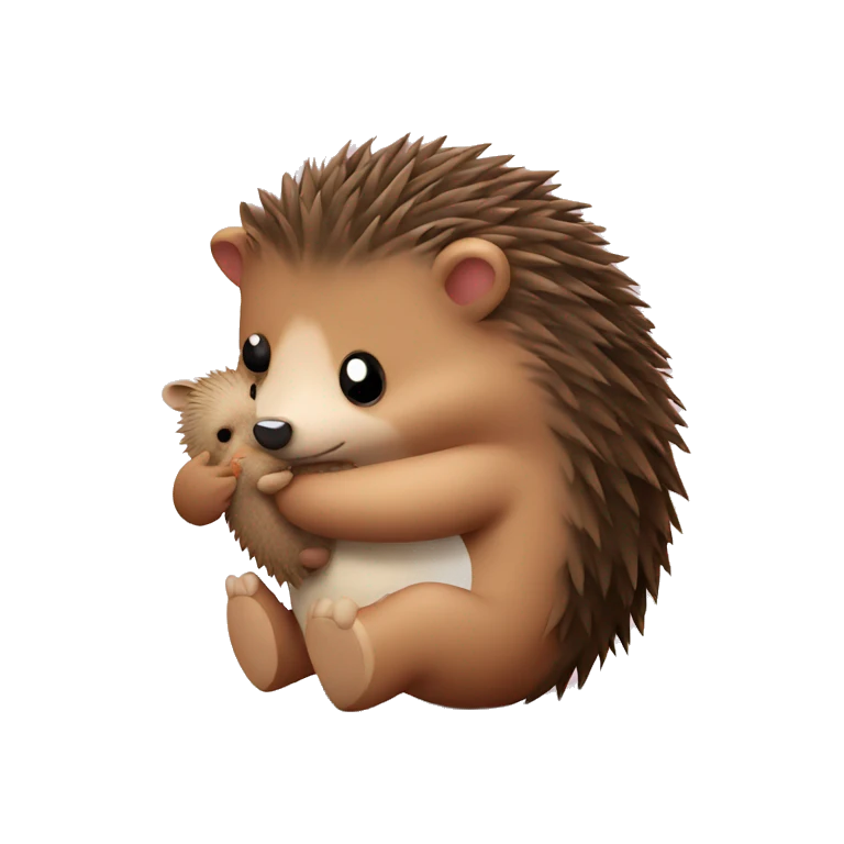 hedgehog hugging a teddy bear emoji