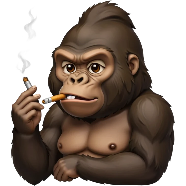 Annoyed gorilla smoking emoji