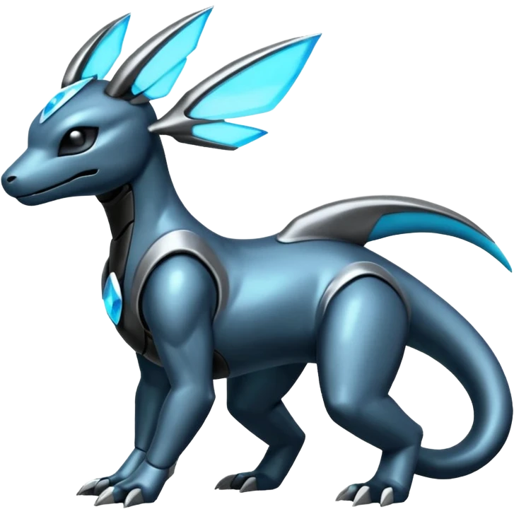 Shiny Futuristic Dusknoir-Salandit-Glaceon-Fakémon-hybrid-creature (full body)  emoji