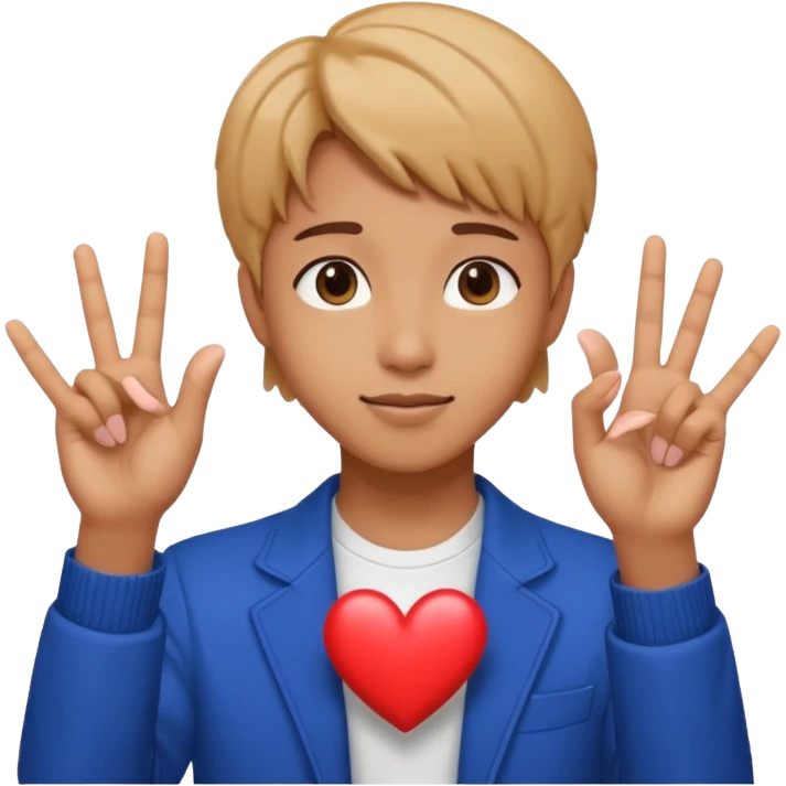 Bts hand pose and heart place mid of fingers emoji