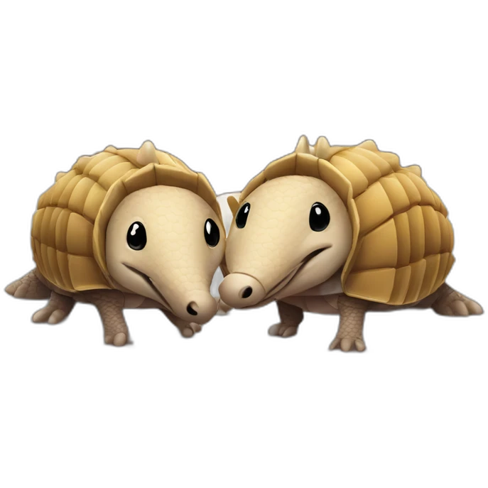 two armadillos smiling lying side by side in bed emoji