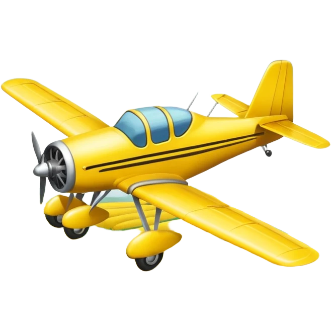 Draw a small yellow crop duster plane spraying fields below. emoji