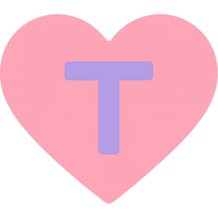 pink heart with a bold letter T in the center emoji