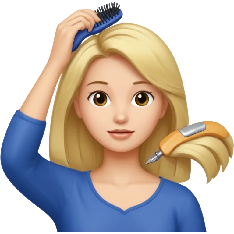 Women brushing her hair emoji